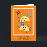 Taco 21st Birthday Card Kaart<br><div class="desc">Deze humoristische taco-verjaardagskaart is aanpasbaar voor elke leeftijd — klik gewoon op de '21' en verander de leeftijd aan de voorkant,  en op de tekst aan elke gewenste leeftijd. Het is ook aanpasbaar met je persoonlijke bericht.</div>