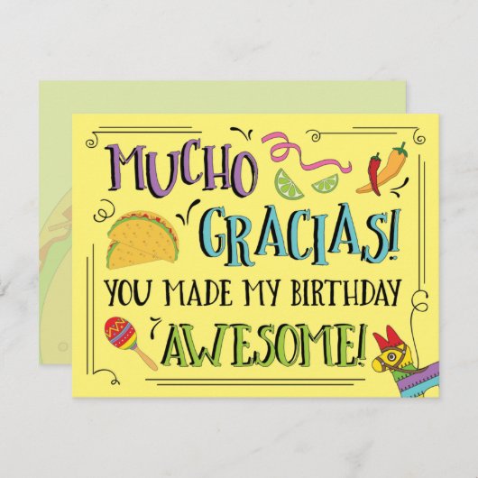 Taco 2 dagen Fiesta Birthday Party - Hartelijk dan (Voorkant / Achterkant)