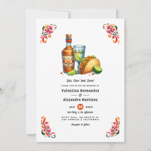 Taco 'About Love: Bold Fiesta Wedding Kaart (Voorkant)