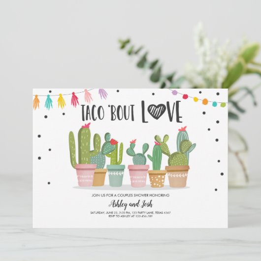 Taco About Love Fiesta Koppels Splash Cactus Kaart (Staand voorkant)