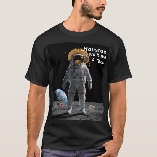 Taco Astronaut in de ruimte Funny T-Shirt (Voorkant)