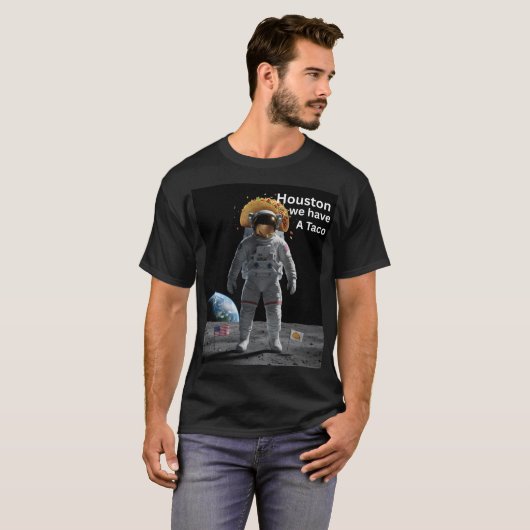 Taco Astronaut in Space Funny T-Shirt (Voorkant volledig)