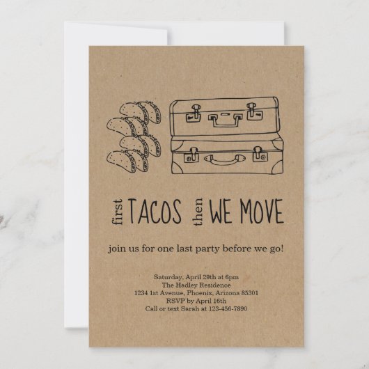 Taco Away Party Invitation Kaart (Voorkant)
