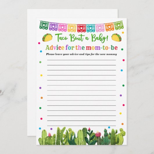Taco Baby shower advies voor het mama spel (Voorkant / Achterkant)