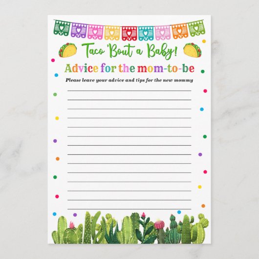Taco Baby shower advies voor het mama spel (Voorkant)