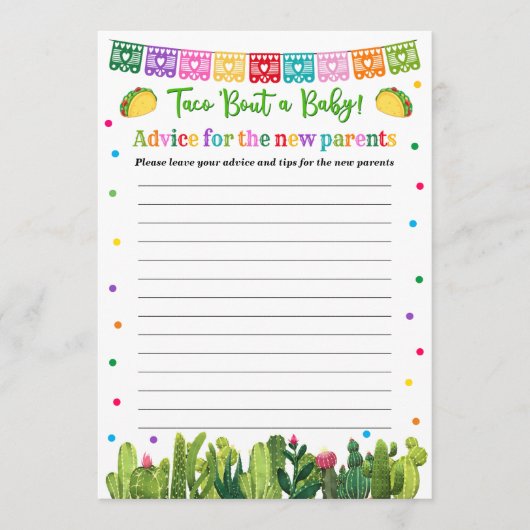 Taco Baby shower Advies voor het Ouderenspel (Voorkant)