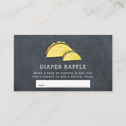Taco Baby shower Chalkboard Luier Raffle Ticket Informatiekaartje (Voorkant)