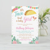 Taco Baby shower Invitation Girl Fiesta Mexicaans Kaart (Staand voorkant)