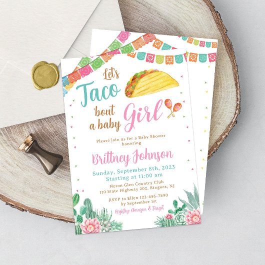 Taco Baby shower Invitation Girl Fiesta Mexicaans Kaart