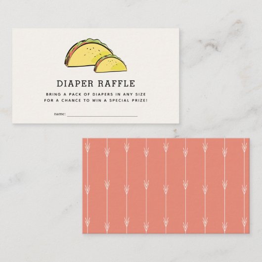 Taco Baby shower Roze Luier Raffle Ticket Informatiekaartje (Voorkant / Achterkant)