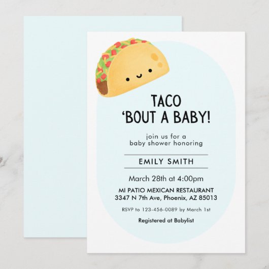 Taco Baby shower uitnodigen Kaart (Voorkant / Achterkant)