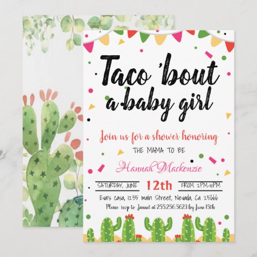 Taco baby shower uitnodiging taco over een baby me (Voorkant / Achterkant)