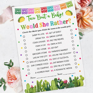 Taco Baby shower zou ze liever spel, Taco Bout Advieskaart