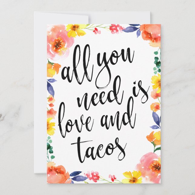 Taco bar betaalbaar boho bloemenschild (Voorkant)