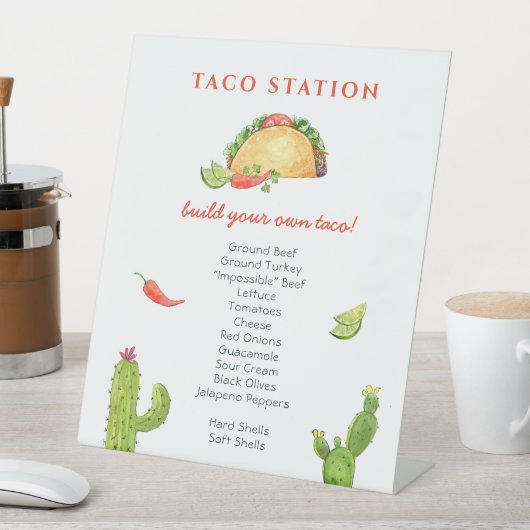 Taco bar Food station Sign Reclamebord Met Voetstuk (Insitu)