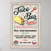 Taco Bar Menu Feestbord Bord Poster (Voorkant)