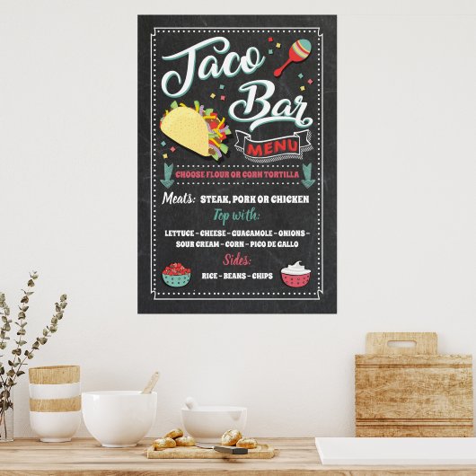 Taco Bar Menu Feestbord Poster (Keuken)