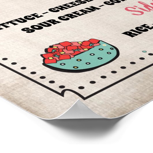 Taco Bar Menu Feestbordje Poster (Hoek)