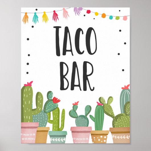 Taco Bar Mexicaans Eetcafé Cactus Fiesta Tafelbord Poster (Voorkant)