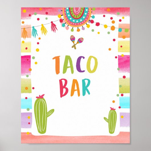 Taco Bar Mexicaans eten Cactus Fiesta Tafelbord Poster (Voorkant)