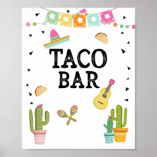 Taco Bar Mexicaans eten Cactus Fiesta Tafelbord Poster (Voorkant)
