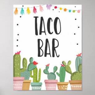 Taco Bar Mexican Food Cactus Fiesta Table Sign Poster