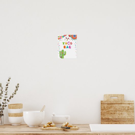 Taco Bar Mexican Food Cactus Fiesta Table Sign Poster (Keuken)