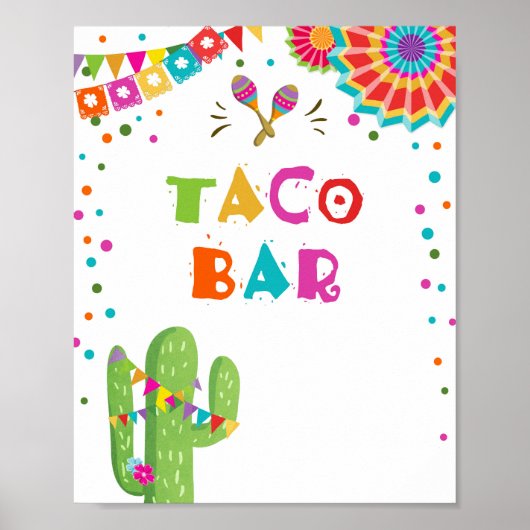 Taco Bar Mexican Food Cactus Fiesta Table Sign Poster (Voorkant)