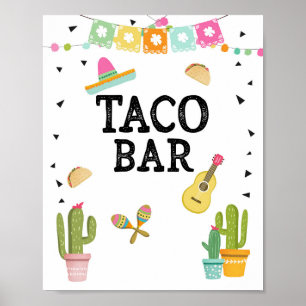 Taco Bar Mexican Food Cactus Fiesta Table Sign Poster