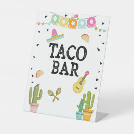 Taco Bar Mexican Food Cactus Fiesta Table Sign Reclamebord Met Voetstuk