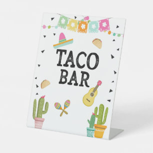 Taco Bar Mexican Food Cactus Fiesta Table Sign Reclamebord Met Voetstuk