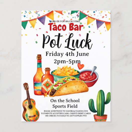 taco bar Pot luck Party fondsenwerving Flyer (Voorkant)