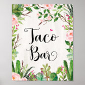 Taco Bar Uithangbord Fiesta Cactus Bloemrijke Show Poster (Voorkant)