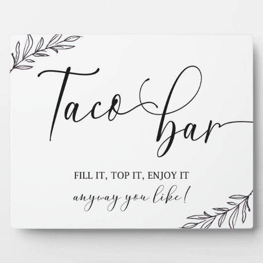 Taco Bar Wedding sign Tabletop Plaque with Easel Fotoplaat (Voorkant)