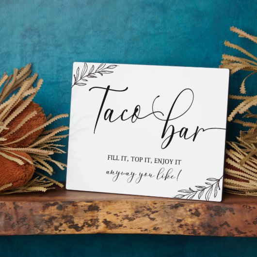 Taco Bar Wedding sign Tabletop Plaque with Easel Fotoplaat (Zijkant)