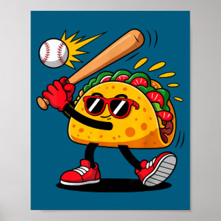 Taco baseball mexican cinco de mayo men kids  poster