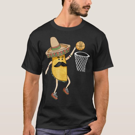 Taco Basketball Slam Dunk Sports Funny Cinco de T-shirt (Voorkant)