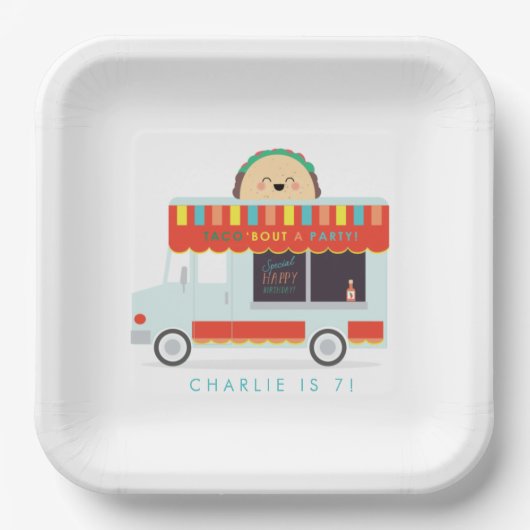 Taco Birthday Party Borden Papieren Bordje (Voorkant)
