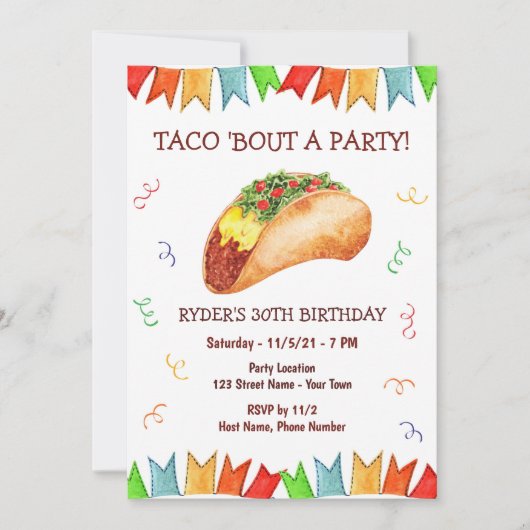 Taco Birthday Uitnodiging (Voorkant)