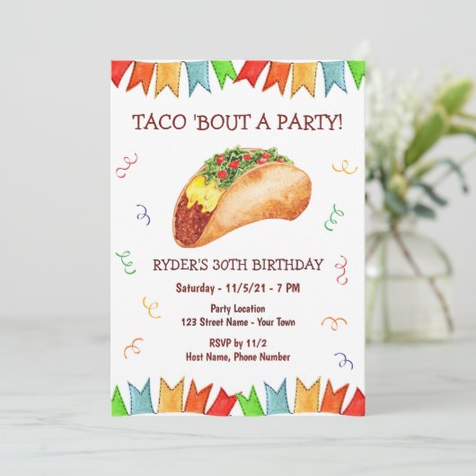 Taco Birthday Uitnodiging (Staand voorkant)