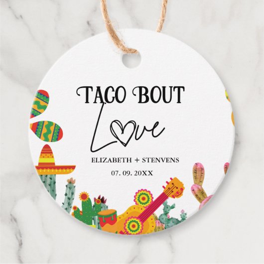 Taco bou liefdesverlovingsfeest bedankjes labels (Voorkant)