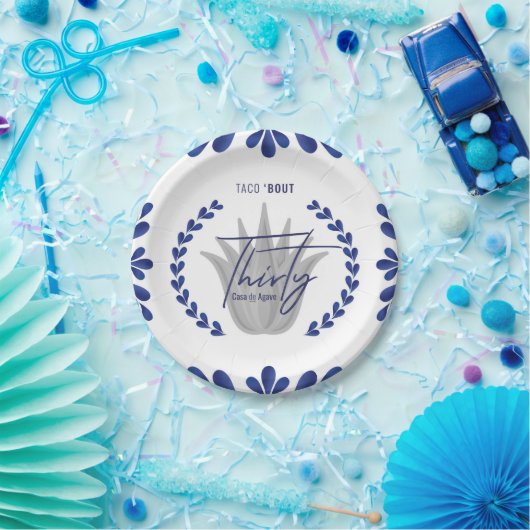 Taco' Bout 30 | Blauw-/zilver Tequila-Borden Papieren Bordje (Feest)