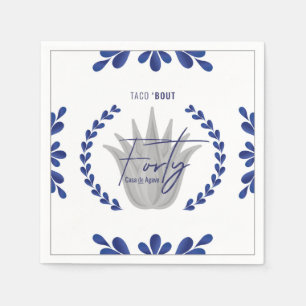 Taco' Bout 40 Blue/Silver Tequila Napkins Servet