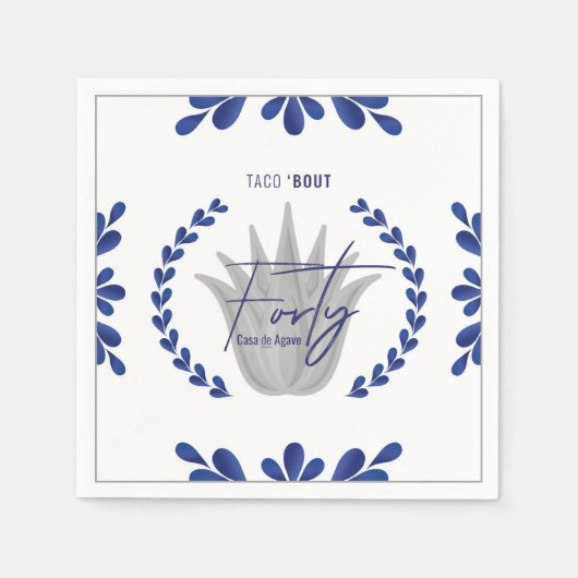 Taco' Bout 40 | Blue/Silver Tequila Napkins Servet (Voorkant)