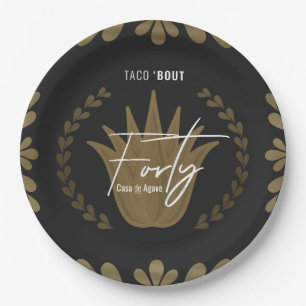Taco' Bout 40 Borden voor zwart/goudpapier Papieren Bordje