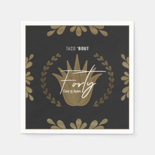 Taco' Bout 40 Zwart/gouden Tequila Napkins Servet