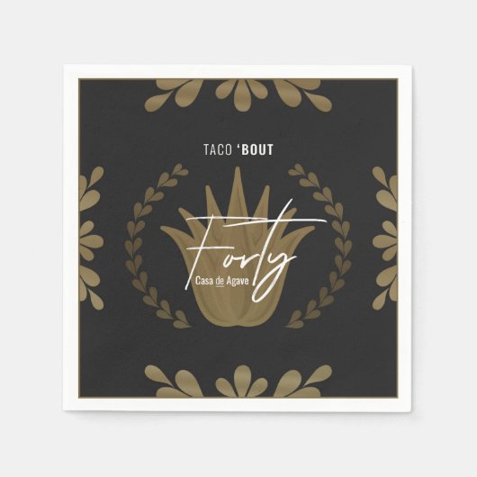 Taco' Bout 40 | Zwart/gouden Tequila Napkins Servet (Voorkant)