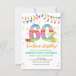 Taco Bout 60th Birthday Invitation Kaart<br><div class="desc">Taco 'Bout 60! Nodig gasten uit voor een leuke 60e fiche om de verjaardag te vieren. Deze kleurrijke uitnodiging bevat een aangepast papel picado nummer 60 en accenten van kleurrijk fidezetmeel dat de decoratie van het feest zal inspireren!</div>