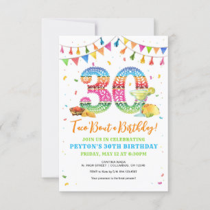 Taco Bout a 30th Birthday Fiesta Invitation Kaart