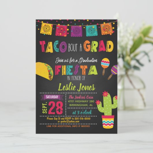 Taco Bout a Afstudeerder Afstuderen Invitation Kaart (Staand voorkant)